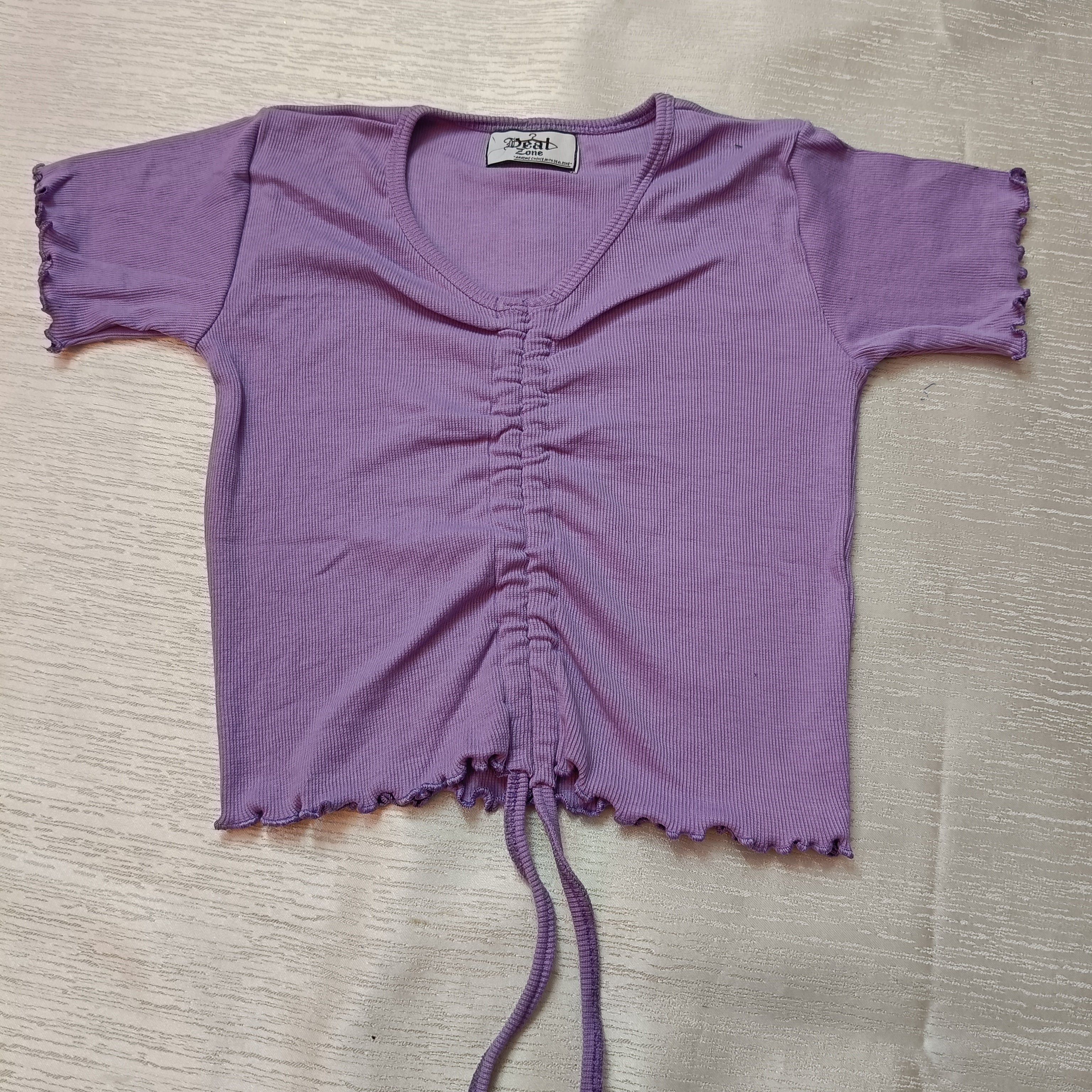 Ruched Drawstring Ribbed Crop Top  Trendy Slim-Fit Stretch Wear