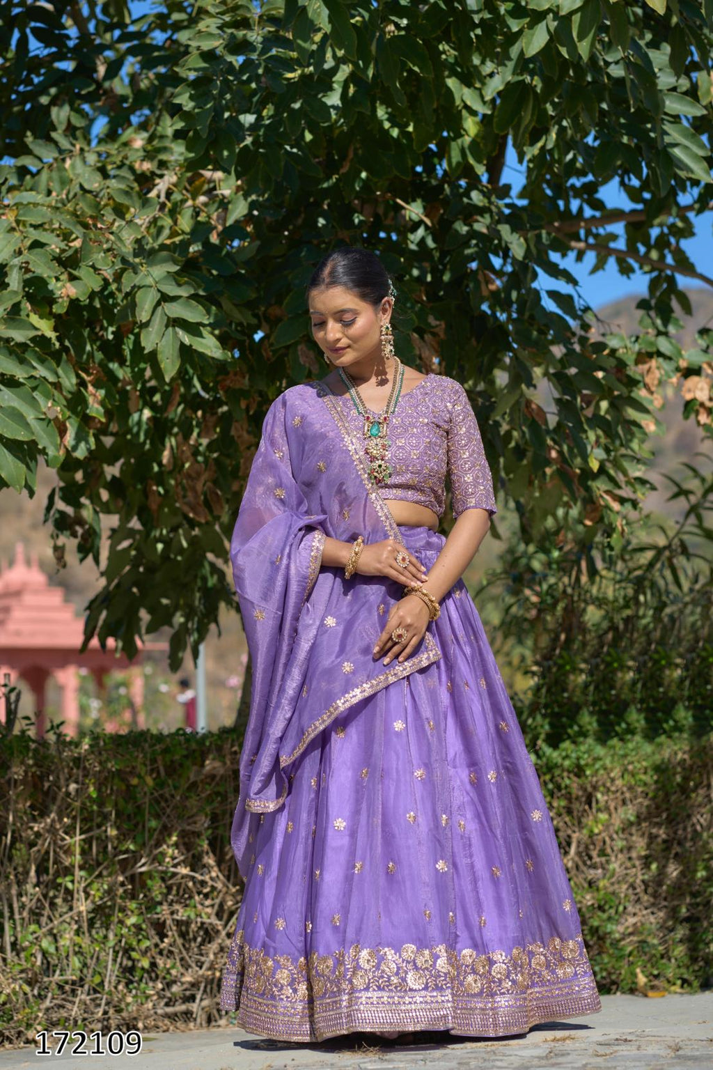 “Gold Crush Purple Embroidered Lehenga – Festive Diwali Edition | Fully Stitched Party Wear Lehenga for Women”