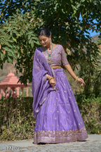 “Gold Crush Purple Embroidered Lehenga – Festive Diwali Edition | Fully Stitched Party Wear Lehenga for Women”