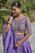 “Gold Crush Purple Embroidered Lehenga – Festive Diwali Edition | Fully Stitched Party Wear Lehenga for Women”