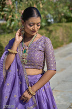 “Gold Crush Purple Embroidered Lehenga – Festive Diwali Edition | Fully Stitched Party Wear Lehenga for Women”