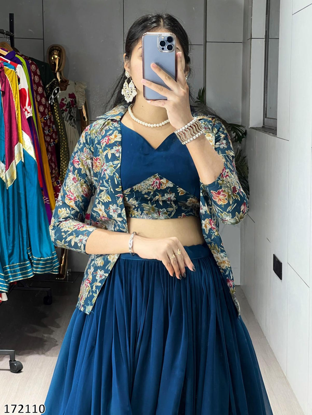 Diwali Classical Foil-Printed Koti-Set Lehenga Choli