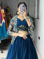 Diwali Classical Foil-Printed Koti-Set Lehenga Choli