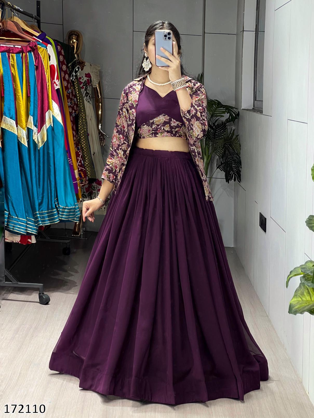 Diwali Classical Foil-Printed Koti-Set Lehenga Choli