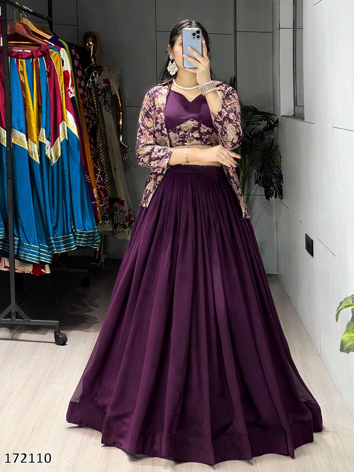 Diwali Classical Foil-Printed Koti-Set Lehenga Choli