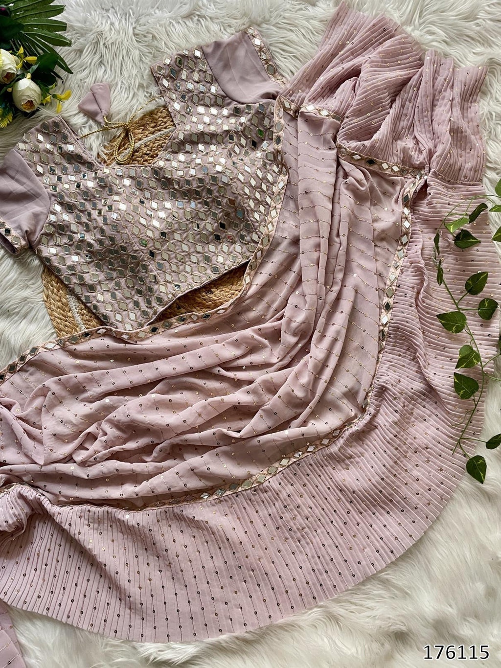 Bollywood Super-Hit Sequin Crush Pleated Saree – Draped in Glamour