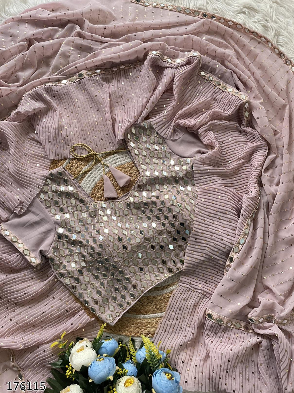 Bollywood Super-Hit Sequin Crush Pleated Saree – Draped in Glamour