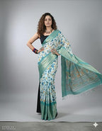 Herbliss Moss Chiffon Saree with Rich Jacquard Border – Bridal / Festive Drapes