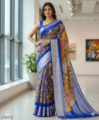 Herbliss Moss Chiffon Saree with Rich Jacquard Border – Bridal / Festive Drapes