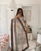 Midnight Majesty Designer  Embroidered Suit Set