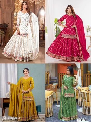 “Starlet Soirée Designer Party Set – Top, Sharara, Palazzo & Dupatta Ensemble” (Pack of 4)