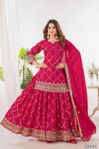 “Starlet Soirée Designer Party Set – Top, Sharara, Palazzo & Dupatta Ensemble” (Pack of 4)