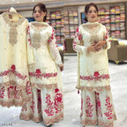 Regal Bloom Embroidered Palazzo Suit Set