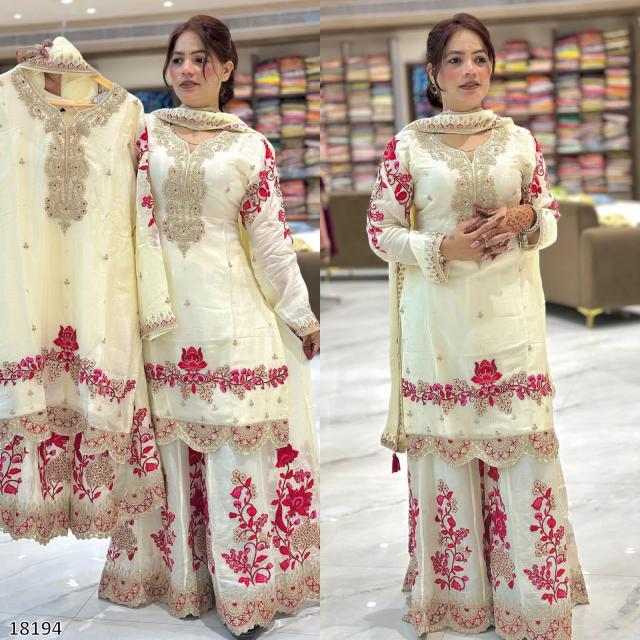 Regal Bloom Embroidered Palazzo Suit Set