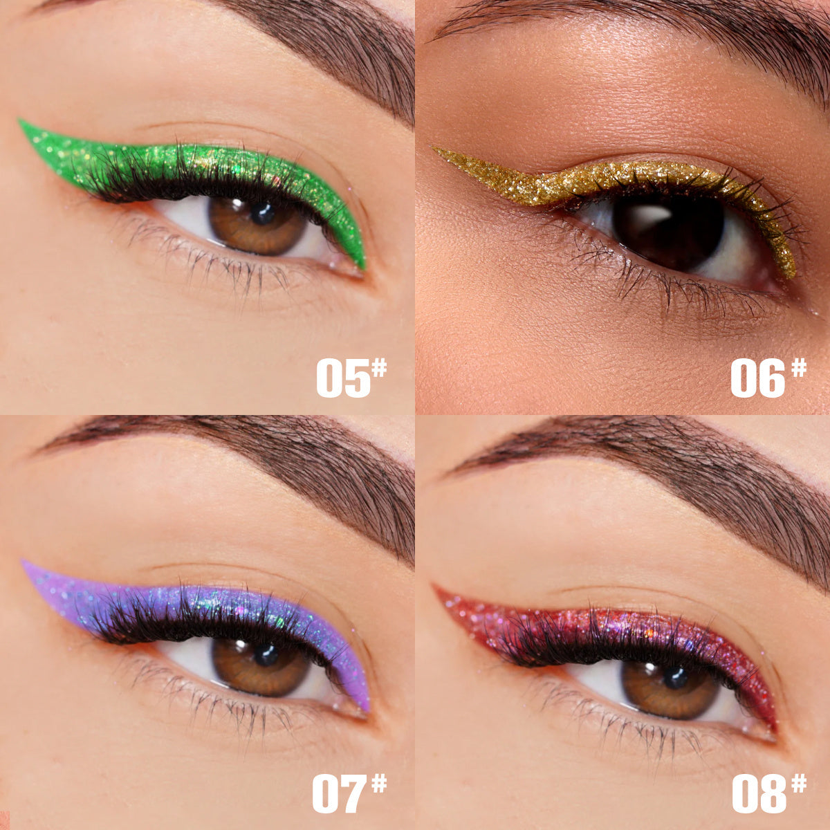 GlamGleam Liquid Glitter Eyeliner Set (8-Piece)