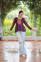 Georgette Schiffli & Kutchi Gamthi Patch Short Tunic Kurti – Festive & Ethnic Glam for Women