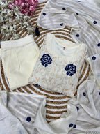 “Radiant Embroidered Reyon Slub Set with Chanderi Dupatta – Luxe Party / Festive Ensemble”