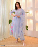 “Parampara Royale Silk Embroidered Suit with Dupatta – Heritage Glamour Set”