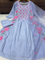 “Parampara Royale Silk Embroidered Suit with Dupatta – Heritage Glamour Set”