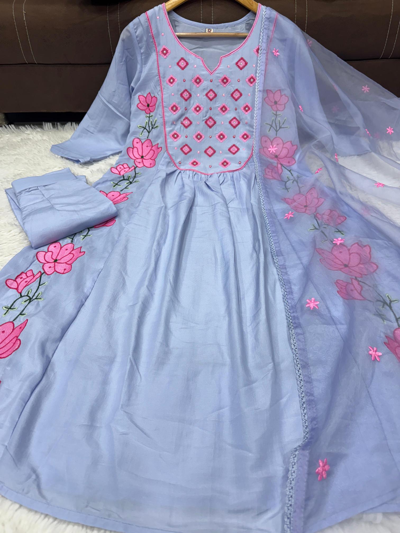 “Parampara Royale Silk Embroidered Suit with Dupatta – Heritage Glamour Set”