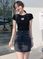 Trendy Heart Cut Ribbed Fitted Top for Women – Soft Stretchy Casual Wear