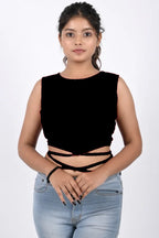Ribbed Wrap-Tie Crop Top