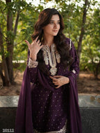 Royal Embroidered Sharara Suit with Dupatta Set