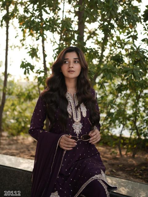 Royal Embroidered Sharara Suit with Dupatta Set