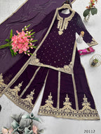 Royal Embroidered Sharara Suit with Dupatta Set