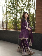 Royal Embroidered Sharara Suit with Dupatta Set
