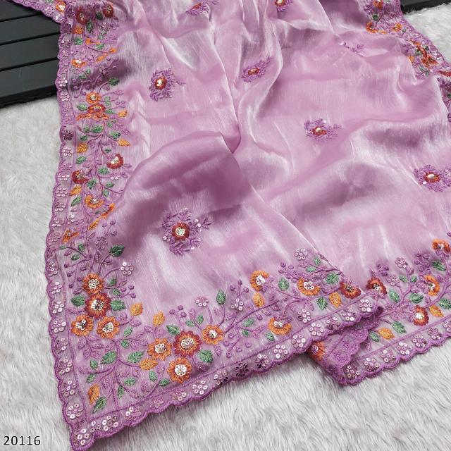 Luxury Embroidered Organza Designer Saree for Parties & Celebrations