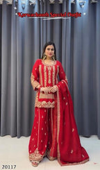 Designer Heavy Embroidered Plazzo Suit | Premium Wedding & Festive Wear Ensemble