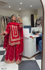 Designer Heavy Embroidered Plazzo Suit | Premium Wedding & Festive Wear Ensemble