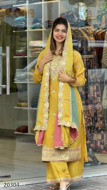 Sunshine Grace Embroidered Suit Set with Dual-Tone Dupatta