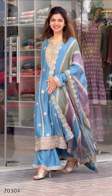 Sunshine Grace Embroidered Suit Set with Dual-Tone Dupatta