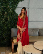 Royal Red Embroidered Designer Sharara Set