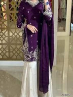 Royal Red Embroidered Designer Sharara Set