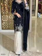 Royal Red Embroidered Designer Sharara Set