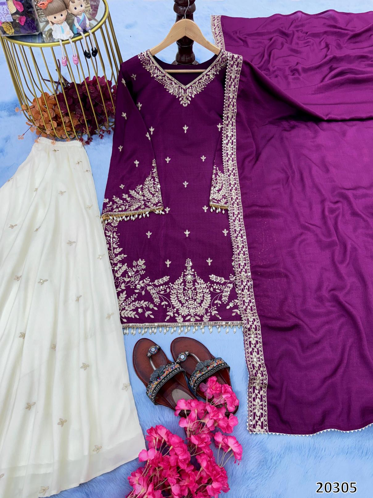 Royal Red Embroidered Designer Sharara Set