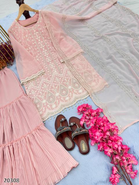 Elegant Embroidered Organza Plazzo Suit with Dupatta