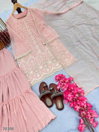 Elegant Embroidered Organza Plazzo Suit with Dupatta