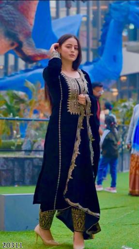 Royal Velvet Embroidered Suit Set – Luxury Party & Festive Wear for Women
