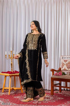 Royal Velvet Embroidered Suit Set – Luxury Party & Festive Wear for Women