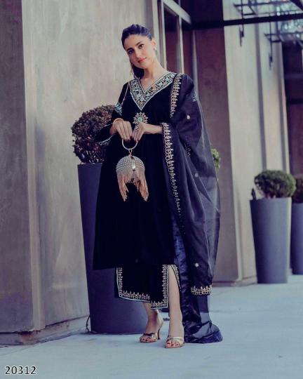 Luxury Velvet Embroidered Suit Set | Designer Party & Festive Wear Collection