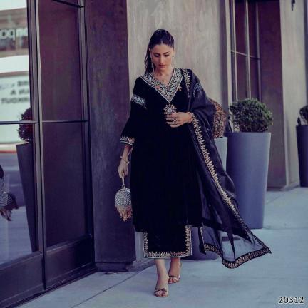 Luxury Velvet Embroidered Suit Set | Designer Party & Festive Wear Collection