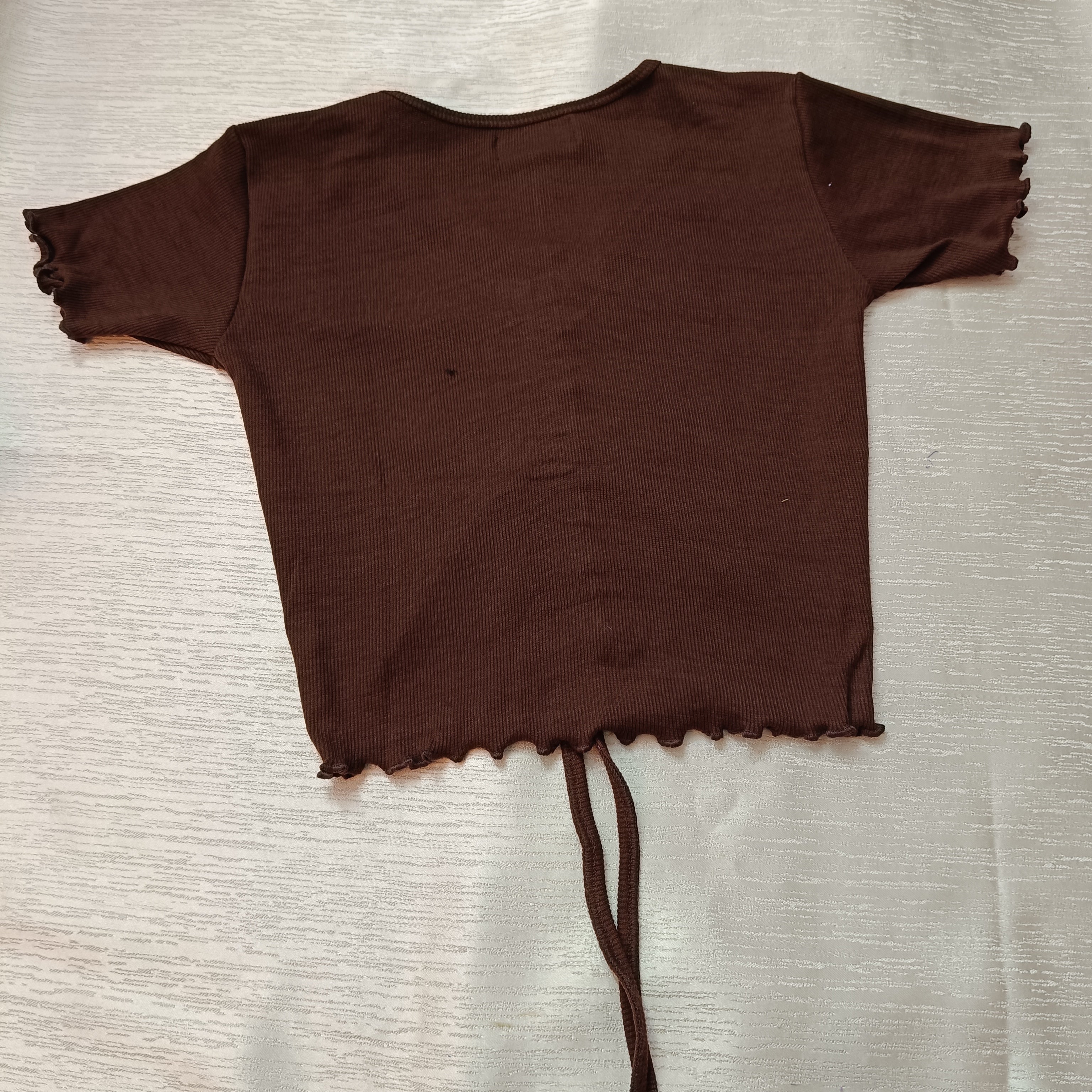 Ruched Drawstring Ribbed Crop Top  Trendy Slim-Fit Stretch Wear