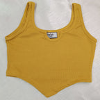 Ribbed V-Hem Stretch Crop Top