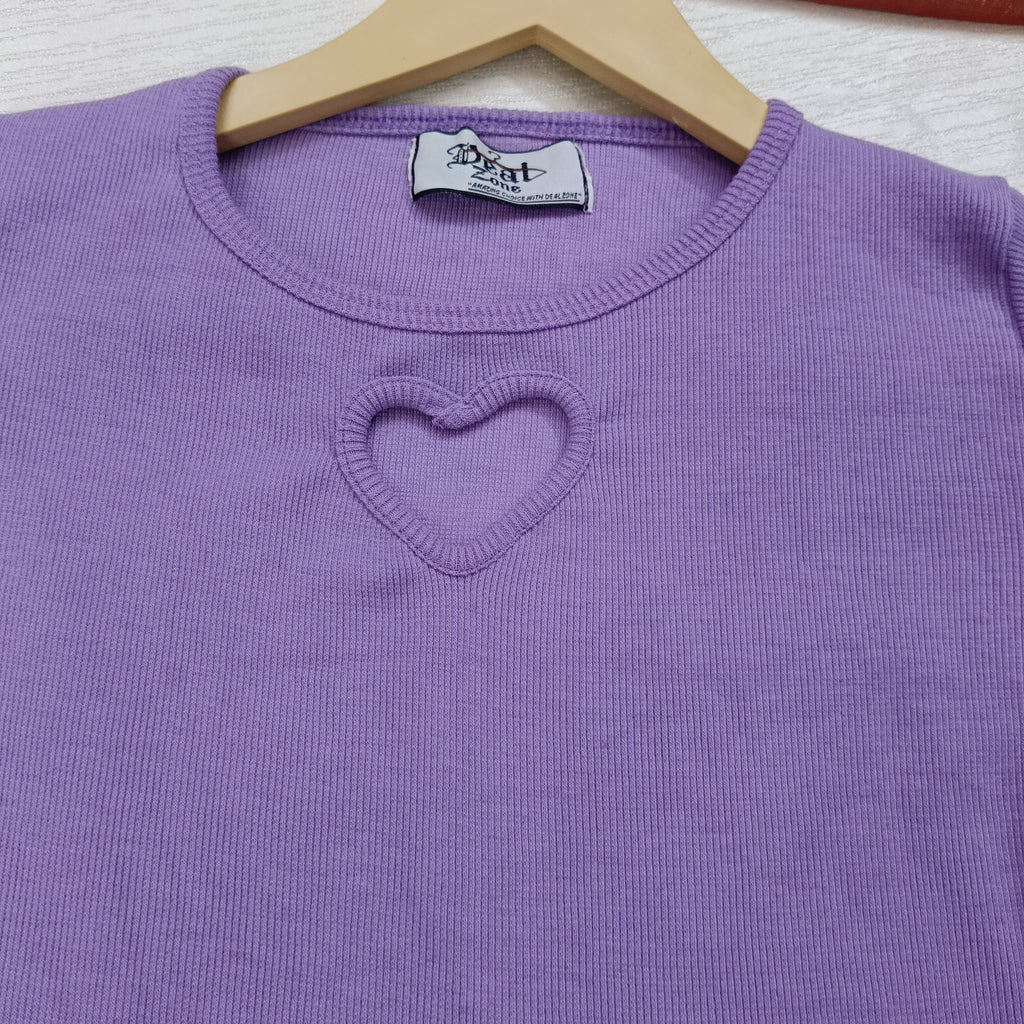 Trendy Heart Cut Ribbed Fitted Top for Women – Soft Stretchy Casual Wear
