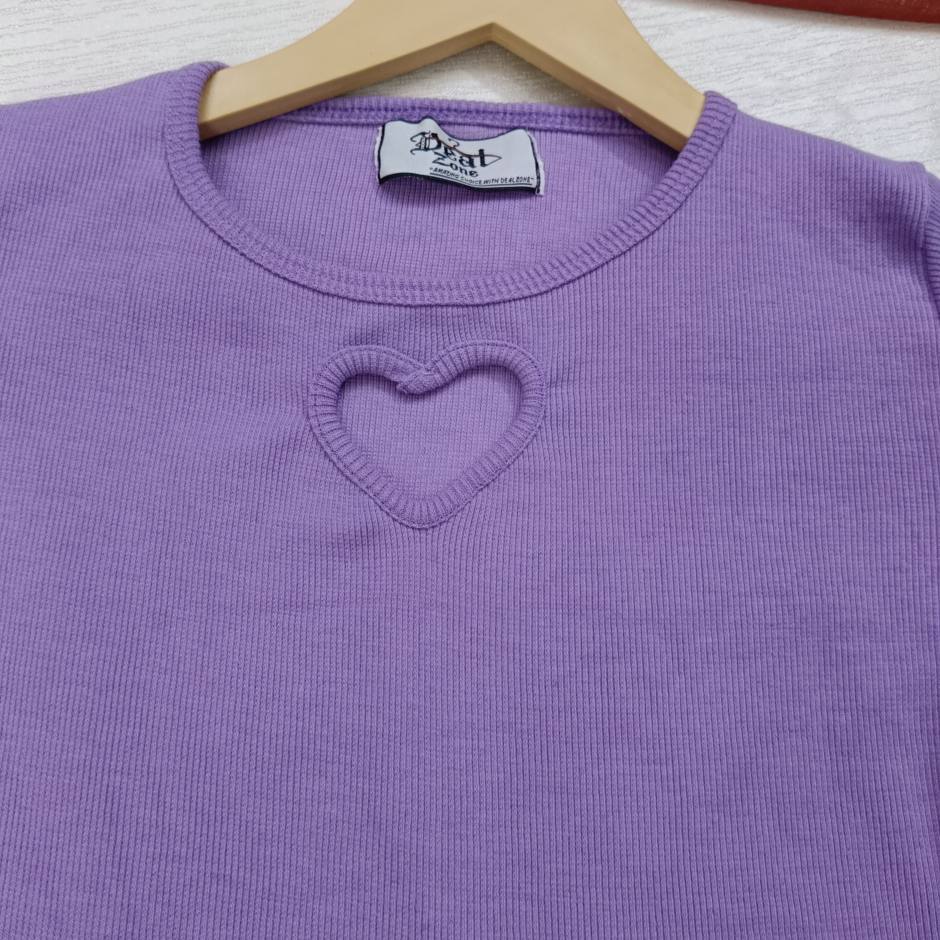 Trendy Heart Cut Ribbed Fitted Top for Women – Soft Stretchy Casual Wear