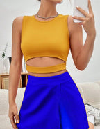 Trendy Sleeveless Cut-Out Crop Top for Women – Bold, Chic & Effortlessly Stylish